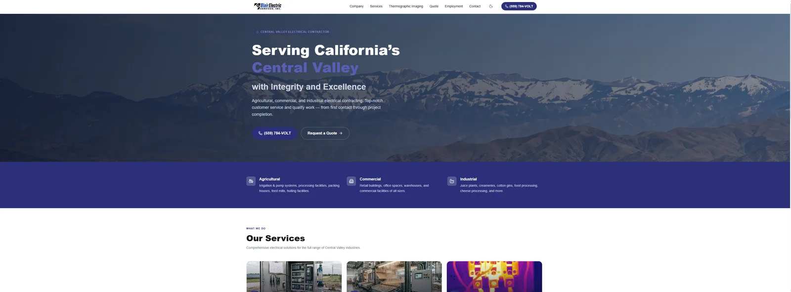 Blair Electric Services website design